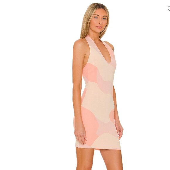 NWOT superdown Elliot Halter Mini Dress | Size L | Orange Multi - Picture 2 of 3